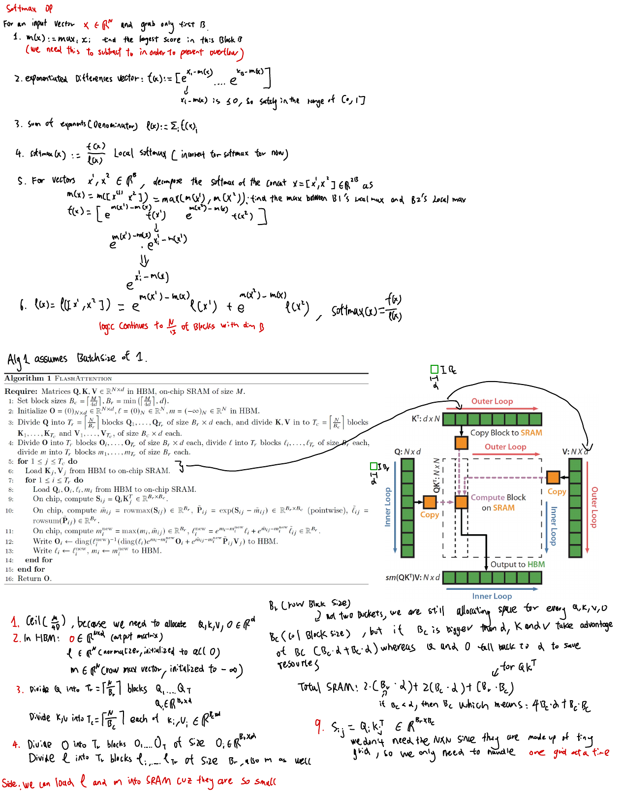 Page 2 of the handwritten Flash Attention notes