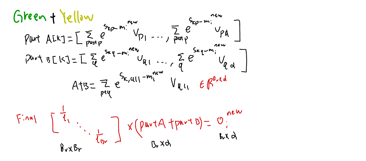 Handwritten sum of part A and part B, and the final normalization